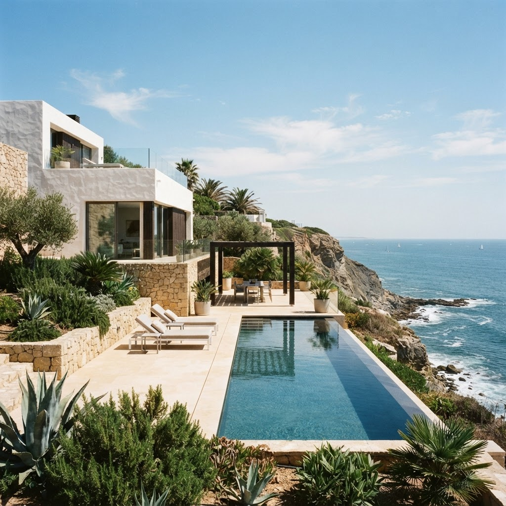 A premium villa with an infinity pool overlooking the Atlantic coast